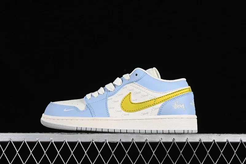 All categories Air Jordan Jordan series basketball shoes Air Jordan 1 Low High-end customized low-top sneakers Special price Air Jordan 1 Low AJ1 Joe 1 Stussy joint-blue gold High-end customized low-top basketball shoes WG8850-007